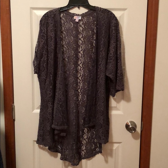 LuLaRoe Sweaters - Lularoe Lindsay dark brown lace open cardigan Sz M